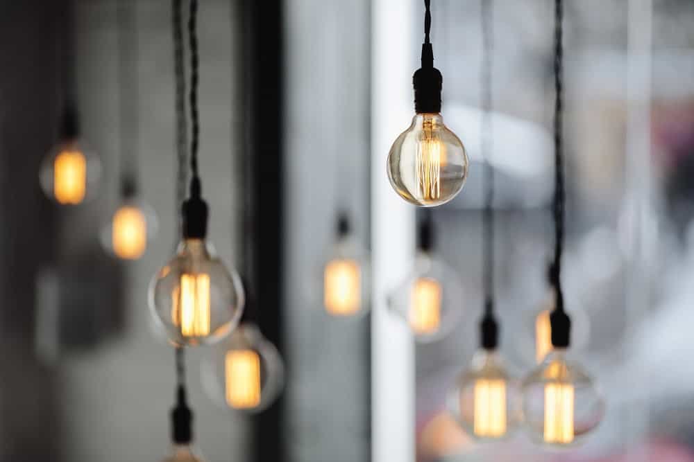 Hanging retro light bulbs