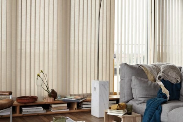 vertical blinds in off white